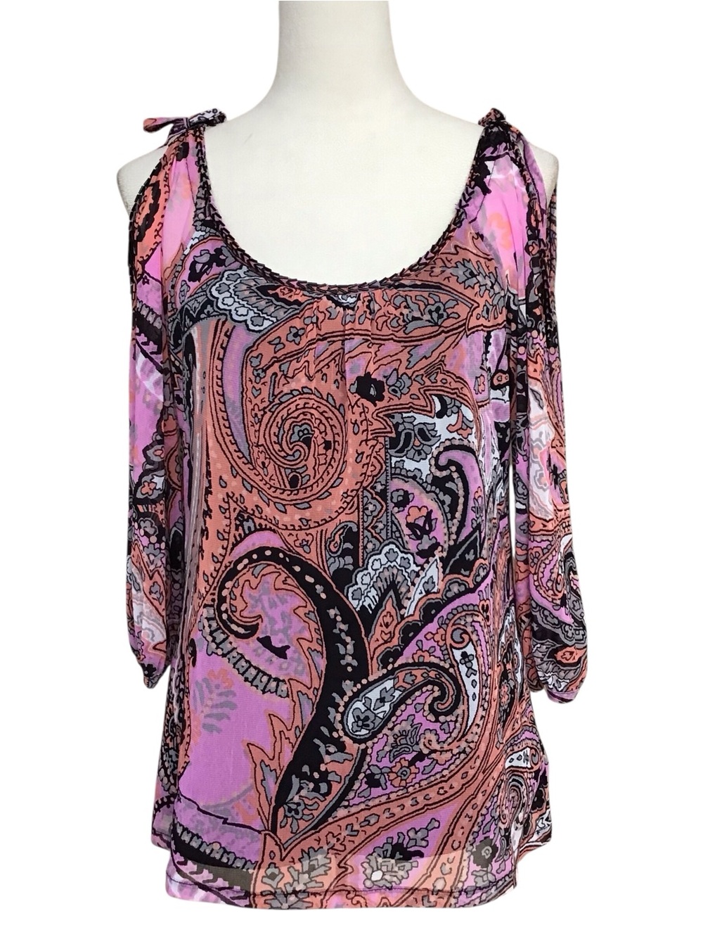 INC International Concepts Paisley Cold Shoulder Blouse